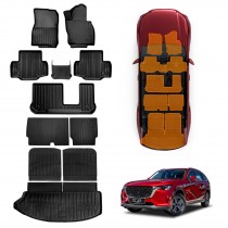 3D Floor Mats Boot Liner Set for Mazda CX-80 CX80 2024-Onwards All Weather Heavy Duty Cargo Kick Mats Back Seat Protector Cover