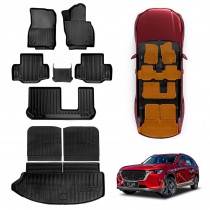 3D Floor Mats Boot Liner Set for Mazda CX-80 CX80 2024-Onwards All Weather Heavy Duty Cargo Car Trunk Luggage Tray