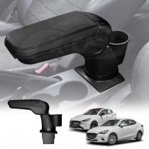Central Armrest Storage Box with Cup Holder for Mazda 2 Hatch & Sedan 2014-2025 DJ/DL Arm Rest Car Interior Accessories