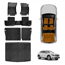 Floor Mats Boot Liner Set for Mercedes Benz GLA Class 2014-2019 All Weather Heavy Duty Cargo Kick Back Seat Cover Car Trunk Accessories