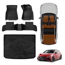 3D Floor Mats Boot Liner Set for Mercedes-Benz A-Class W177 Hatch 2018-Onwards All Weather Heavy Duty Cargo Car Trunk Luggage Tray