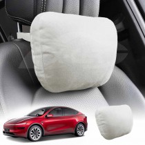 White Headrest Pillow for Tesla Model Y Juniper 2025-Onwards Car Seat Neck Support Cushion Accessories