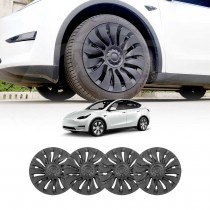 Tesla Model Y 2022-2025 Wheel Protector Cover Hub Caps 19 Inch Rim TURBINE-S Matt Black Exterior Accessories (Set of 4)