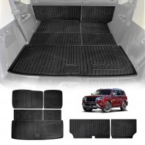 Boot Liners Kick Mats Set for Nissan Patrol Y62 Series 2012-Onwards All Weather Heavy Duty Cargo Car Trunk Back Seat Protector