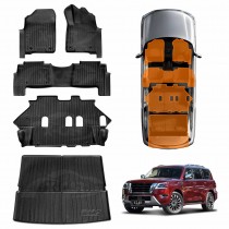 3D Floor Mats Boot Liner Set for Nissan Patrol 2012-2024 Y62 Series All Weather Heavy Duty Cargo Car Trunk Luggage Tray