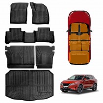 3D Floor Mats Boot Liner Set for Nissan QASHQAI J12 Series 2022-Onwards All Weather Heavy Duty Cargo Kick Mats Back Seat Protector Cover
