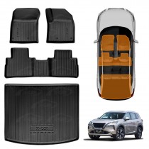 3D Floor Mats Boot Liner Set for Nissan X-trail Xtrail T33 7 Seats 2022-Onwards All Weather Heavy Duty Cargo Car Trunk Luggage Tray