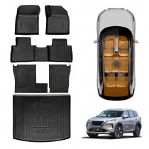 3D Floor Mats Boot Liner Set for Nissan X-trail Xtrail T33 7 Seats 2022-Onwards All Weather Heavy Duty Cargo Kick Back Seat Cover