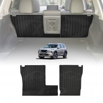 Kick Mats for Nissan X-Trail Xtrail T33 2022-Onwards with 2nd Row Cup Holder All Weather Heavy Duty Back Seat Protector Cover