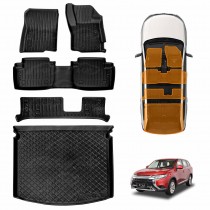3D Floor Mats Boot Liner for Mitsubishi Outlander 7 Seater 2012-2021  All Weather Heavy Duty Cargo Car Trunk Luggage Tray