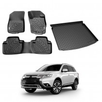 3D All-Weather Floor Mats Boot Liner for Mitsubishi Outlander 2012-2021 Heavy Duty Customized Car Floor Liners Full Set Carpet