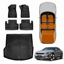 3D Floor Mats Boot Liner for Polestar 2 2021-Onwards All Weather Heavy Duty Cargo Car Trunk Luggage Tray