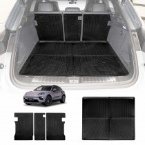 Boot Liner Kick Mats Set for Porsche Macan Electric 2024-Onwards All Weather Heavy Duty Cargo Car Trunk Back Seat Protector