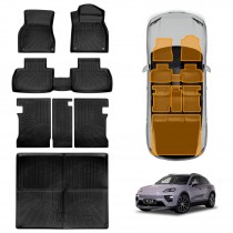 3D Floor Mats Boot Liner Set for Porsche Macan Electric 2024-Onwards All Weather Heavy Duty Cargo Kick Mats Back Seat Protector Cover
