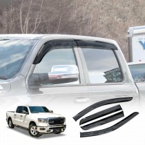 Weathershields for Ram 1500 DT Series Crewcab 2020-Onwards Silver Edged Style Weather Shields Wind Deflectors Window Car Sun Visors
