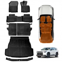Floor Mats Boot Liner Set for Toyota Rav4 2026-Onwards without Speaker All Weather Rear Bumper Cargo Kick Back Seat Sill Protector Covers