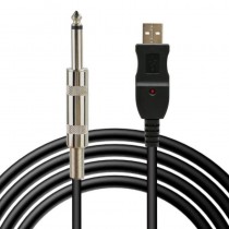 3 Meter Guitar Bass 1/4'' USB to 6.3mm Jack Link Connection Instrument Adapter Converter