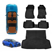 3D Floor Mats Boot Liner Set for Subaru WRX VA Series Sedan 2014-2021 All Weather Heavy Duty Cargo Car Trunk Luggage Tray