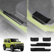 Door Sill Plate Protector Set for Suzuki Jimny XL 5-Door 2023-Onwards Front Rear Entry Car Threshold Scuff Trim Covers Guards Black