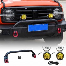 Front Nudge Bar with 2x LED Pod Spotlight for GWM Tank 300 Tank300 2023-Onwards Off-Road Bullbar Front Bumper Driving light