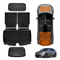 Interior Boot Liners Set for Tesla Model Y L 6-Seat 2026-Onwards All Weather Front Toolbox Cargo Car Trunk Mats Cover Luggage Tray