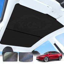 Glass Roof Sunshade Mesh for Tesla Model Y L 6-Seat 2026-Onwards Sunroof Sun Blind Shade UV Heat Insulation Film (Black)