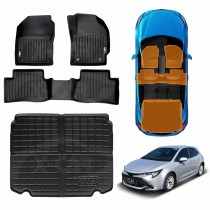 3D Floor Mats Boot Liner for Toyota Corolla Hatchback 2018-Onwards All Weather Heavy Duty Cargo Car Trunk Luggage Tray