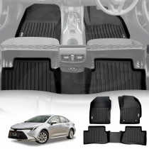 3D Floor Mats for Toyota Corolla Sedan 2019-Onwards Heavy Duty All Weather Car Mats Carpet Liner Set