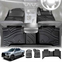 3D Heavy Duty All Weather Car Floor Mat Carpet Liner Complete Set for Toyota Hilux Dual Cab Auto 2016-2024