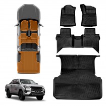 3D Floor Mats Tub Liner Set for Toyota Hilux Dual Cab Auto 2016-2025 J-Deck Heavy Duty All Weather Car Mats