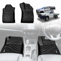 3D Front Floor Mats for Toyota Hilux Auto Single / Extra Cab 2016-2025 All-Weather Heavy Duty Car Liners