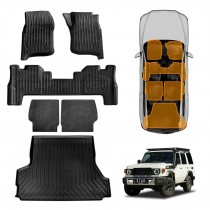 Floor Mats Boot Liner Set for Toyota Landcruiser 70/76 Series 2023-Onwards All Weather Heavy Duty Car Trunk Cargo Kick Back Seat Protector Cover