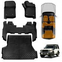 3D Floor Mats Boot Liner Set for Toyota Landcruiser 70/76 Series 2023-Onwards All Weather Heavy Duty Cargo Car Trunk Luggage Tray