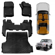 3D Floor Mats Boot Liner Set for Toyota Landcruiser 70/76 Series 2012-2023 All Weather Heavy Duty Cargo Car Trunk Luggage Tray