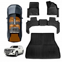 Floor Mats Boot Liner Set for Toyota Landcruiser 300 LC300 2021-Onwards 5-Seater Diesel Heavy Duty All Weather Car Cargo Cover
