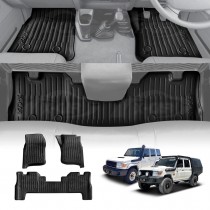 3D Floor Mats for Toyota Landcruiser 70/79/76 Series 2012-Onwards Customized Heavy Duty All Weather Car Liner Full Set