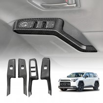 Power Window Control Switch Panel Trims for Toyota RAV4 6th Gen XA60 2026-Onwards Carbon Fiber Style Decor Cover Protector Set