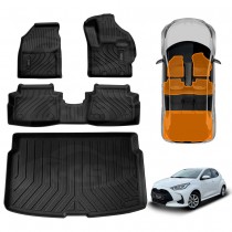 3D Floor Mats Boot Liner Set for Toyota Yaris Hatch 2020-Onwards All Weather Heavy Duty Cargo Car Trunk Luggage Tray