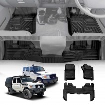 3D Floor Mats for Toyota Landcruiser 70/79/76 Series 2012-Onwards Customized Heavy Duty All Weather Car Liner Full Set