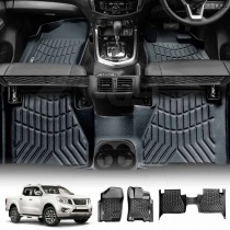 3D Floor Mats for Nissan Navara NP300 D23 2015-2025 WITH Cup Holders Heavy Duty All Weather Car Liners 