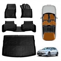 3D Floor Mats Boot Liner Set for Volkswagen VW Golf MK7 MK7.5 MK8 2013-Onwards All Weather Heavy Duty Cargo Car Trunk Luggage Tray