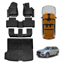 3D Floor Mats Boot Liner for Volvo XC90 2015-Onwards All Weather Heavy Duty Cargo Car Trunk Luggage Tray