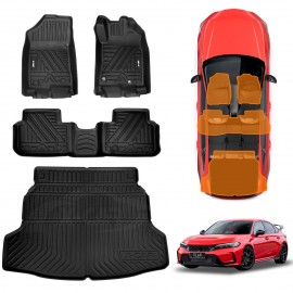 3D Floor Mats Boot Liner for Honda Civic Hatch 11th 2021-2024 All Weather Heavy Duty Cargo Car Trunk Luggage Tray