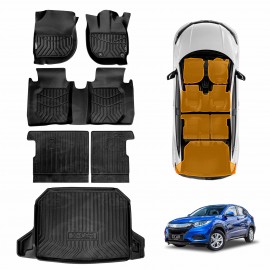 Floor Mats Boot Liner Set for Honda HR-V HRV Vezel 2014-2021 All Weather Heavy Duty Car Trunk Cargo Kick Back Seat Protector Cover