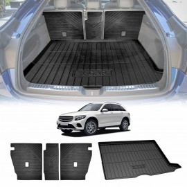 3D All Weather Boot Liner Back Seat Protector Combo for Mercedes-Benz GLC Class 2015-2022 Heavy Duty Car Kick Mats Cover Cargo