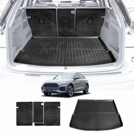 Boot Liner Back Seat Protector for Audi Q5 SQ5 2017-Onwards All Weather Heavy Duty Cargo Car Trunk Kick Mats