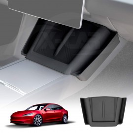 Black Silicone Anti-Slip Mat with Side Storage For New Tesla Model 3 Highland 2024 Center Console Wireless Charger Protective Pad