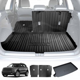 Boot Liner Back Seat Protector Combo for Volkswagen T-Cross 2019-2025 Heavy Duty Car Kick Mats Cover Cargo Trunk Mat