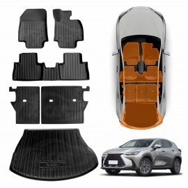 Floor Mats Boot Liner Set for Lexus NX250 NX350 NX350h NX450h 2022-Onwards Heavy Duty Car Trunk Cargo Kick Back Seat Cover