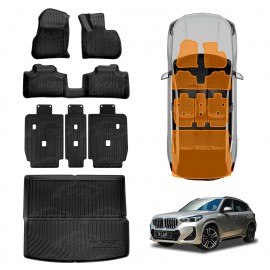Floor Mats Boot Liner Set for BMW X1 U11 Series 2022-Onwards All Weather Heavy Duty Cargo Kick Mats Back Seat Protector Cover